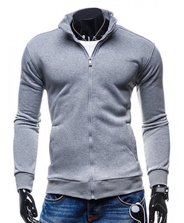 Men's Long Sleeve Hoodie & Sweatshirt,Cotton Solid