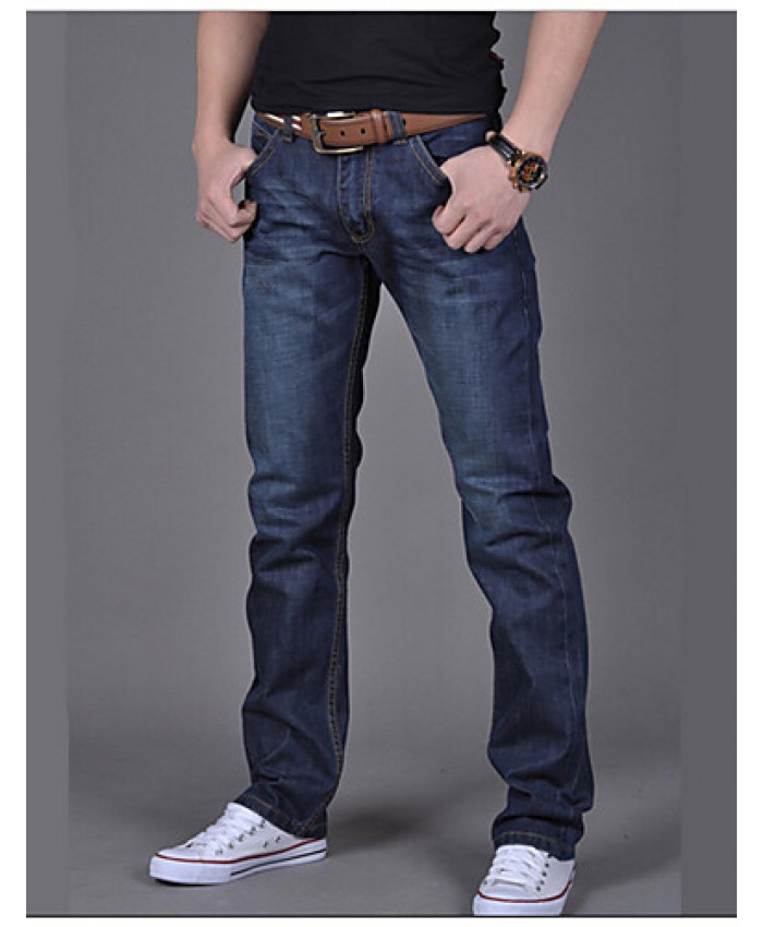 Men's Solid Casual Jeans,Cotton Blue