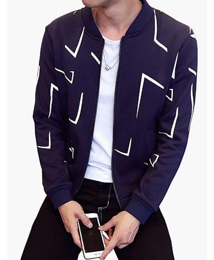 Men's Fashion Irregular Shaped Printing Slim Fit Casual Sport Cardigan Sweatshirt; Casual/Plus Size/Sport