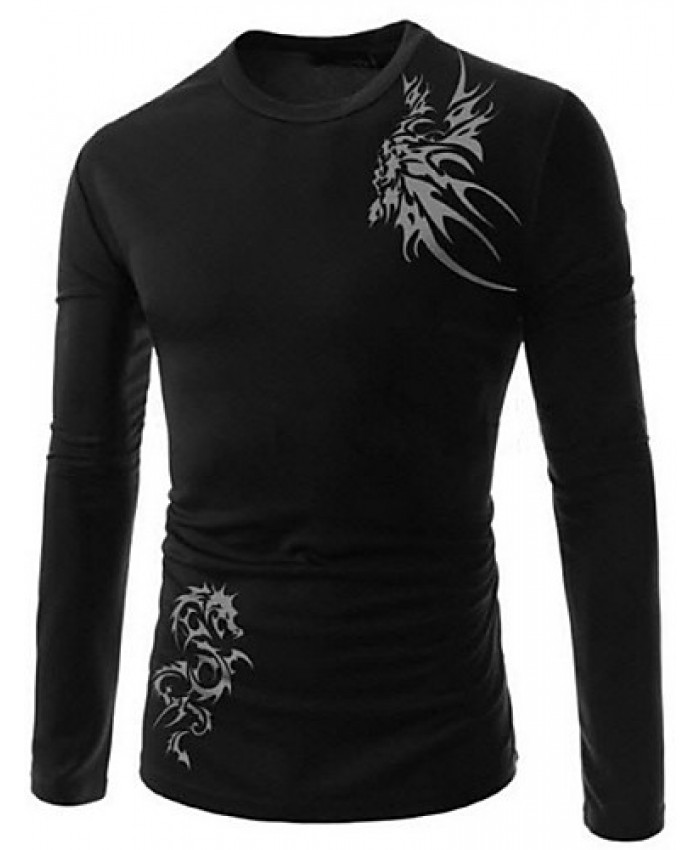 Men's Longfeng tattoo printing breathable leisure long-sleeved fleece