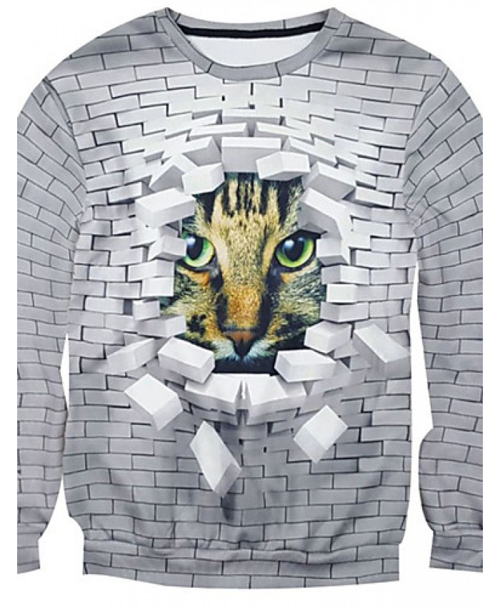 New Fashion Men Cats Printed Pullover Long Sleeve 3d Sweatshirt