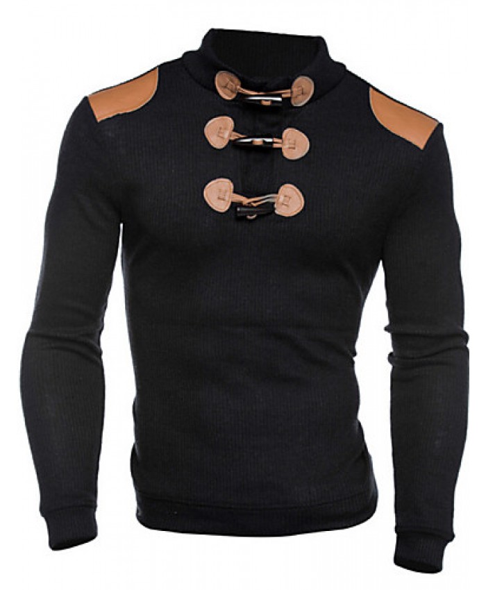 Men's Long Sleeve Hoodie & Sweatshirt,Cotton Color Block