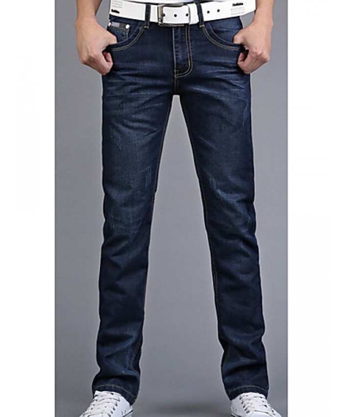 Men's Solid Casual Jeans,Cotton Blue