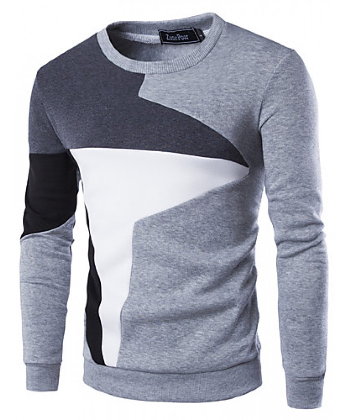 Men's Fashion Slim Stitching Pullover Sweatshirt,Cotton / Polyester Patchwork