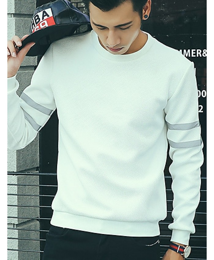 Men's Casual/Daily Simple Sweatshirt,Solid Round Neck Stretchy Cotton Long Sleeve Fall / Winter