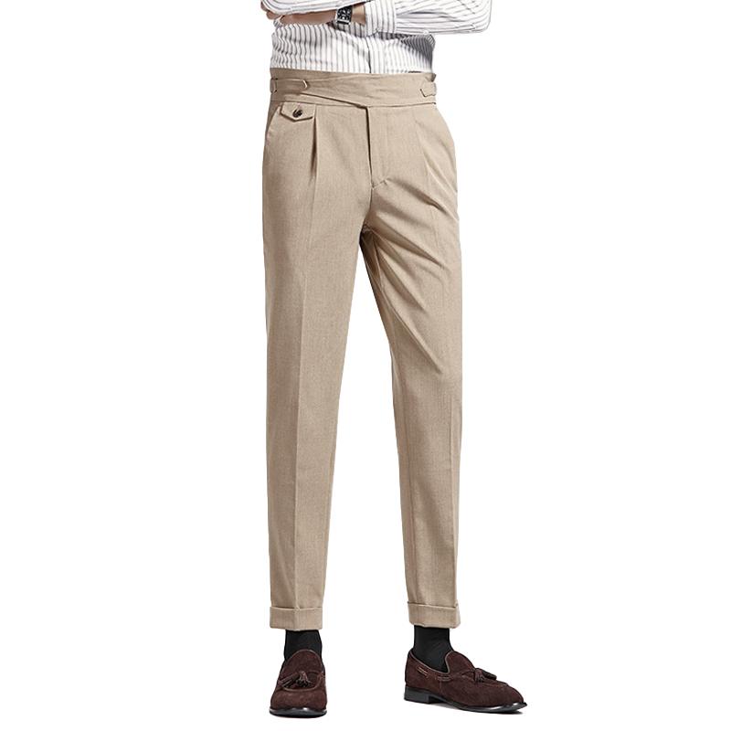 Men's Neapolitan High Waist Slim-Fit Cropped Business Pants 5145367Z